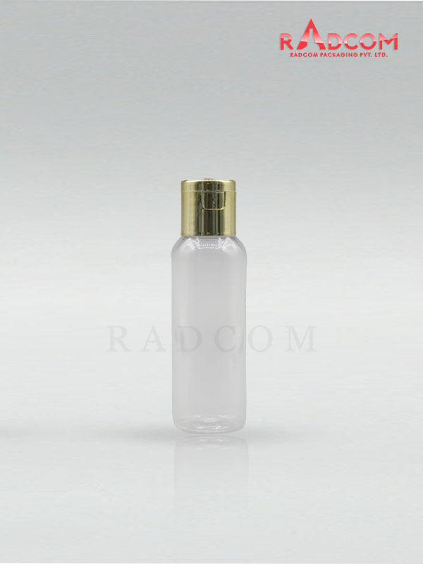 50ML Boston Clear Pet Bottle with Shinny Gold Flip Top